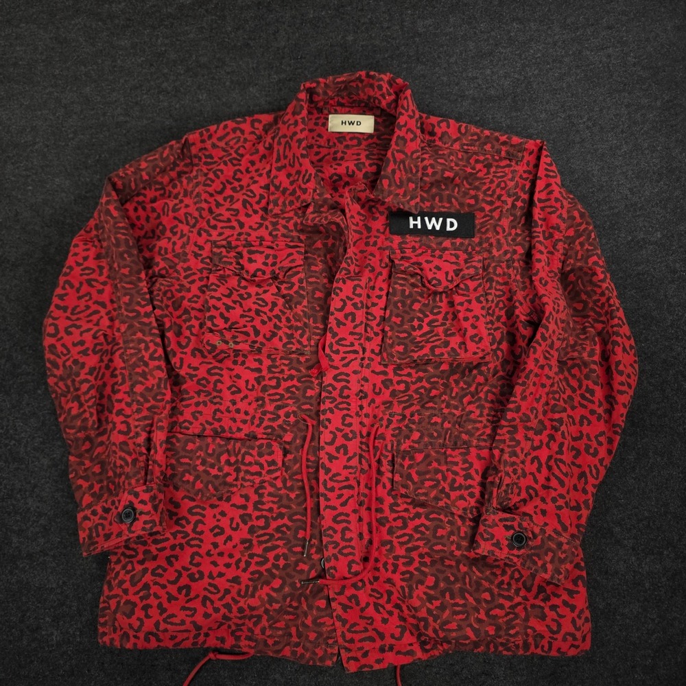 Halfway Dead HWD Red Leopard Print Utility Cargo Jacket Made in USA Men's XXL